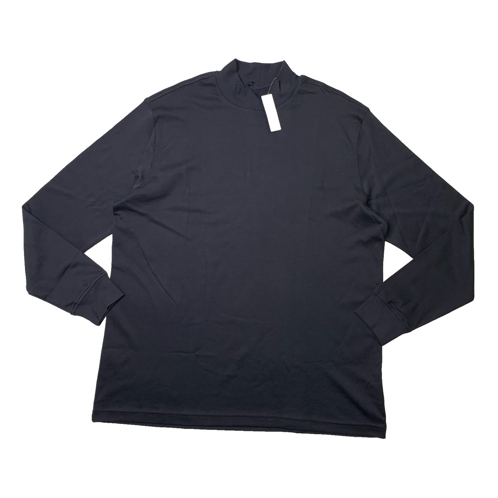 Lands End Shirt Mens XL Extra Large Black Supima Cotton Mock Neck Long Sleeve